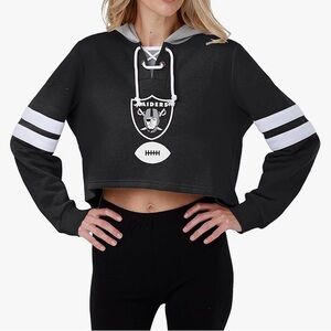 FOCO Las Vegas Raiders Striped Sleeve Cropped Hoodie